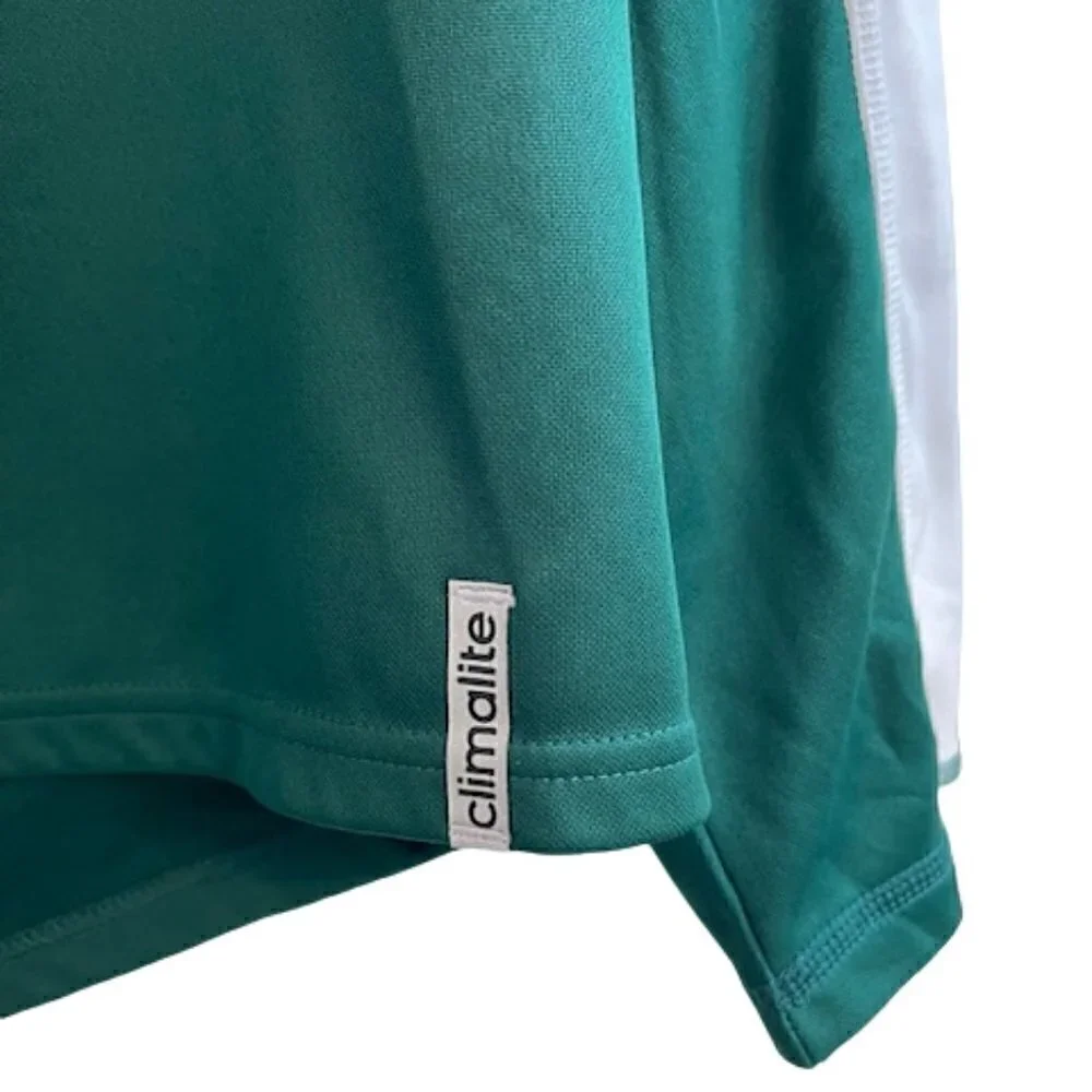 Men's Adidas Green, White Long-Sleeve Quarter-Zip Shirt, Size Small